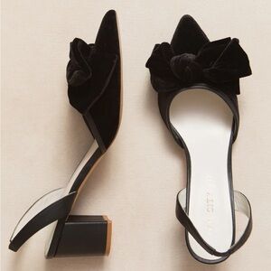 Ivy City Co Black Velvet Bow Heels
